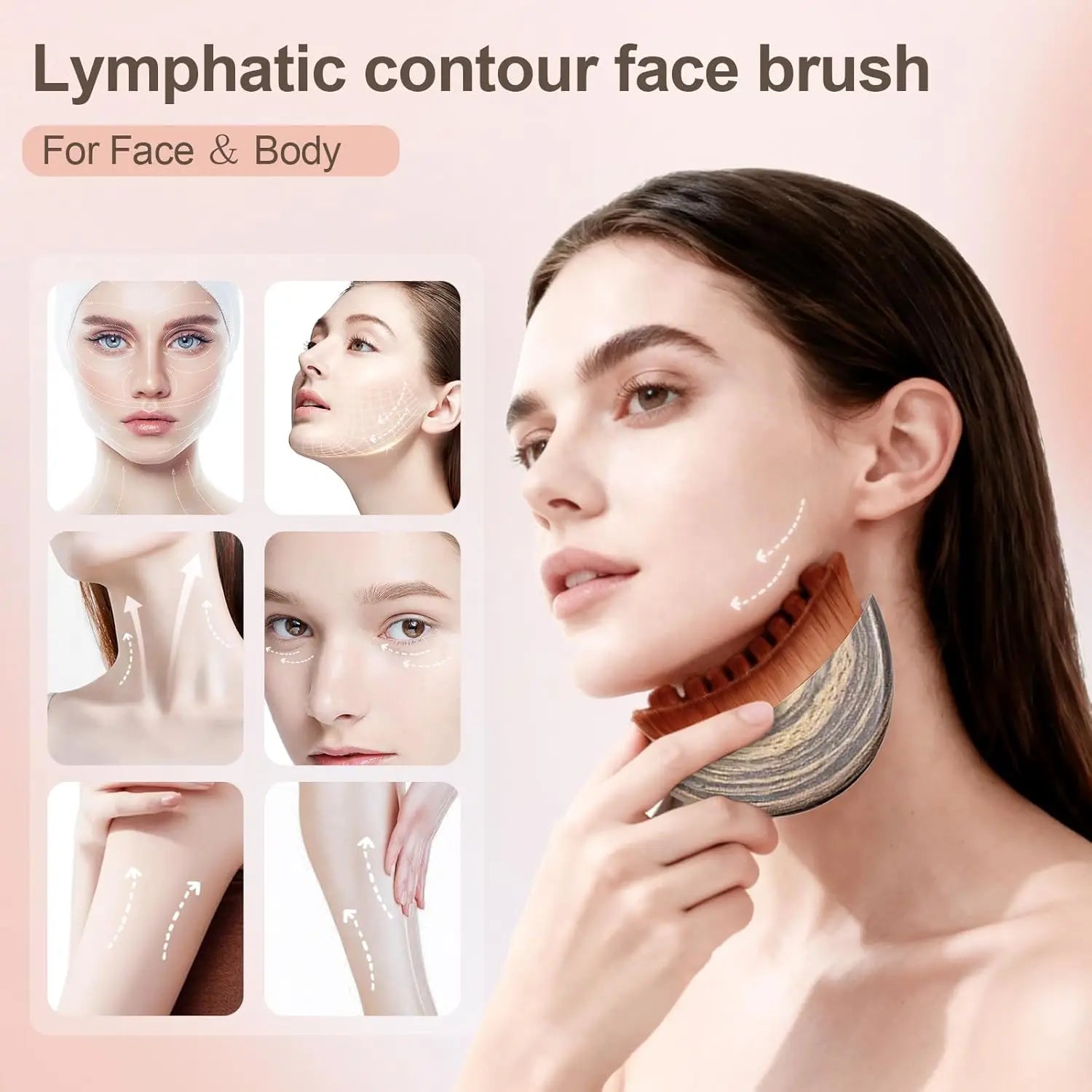 Contour Facial Brush Manual Lymphatic Drainage Massager Durable Soft Bristles  Ergonomic Facial Cleansing Brush for Shaping